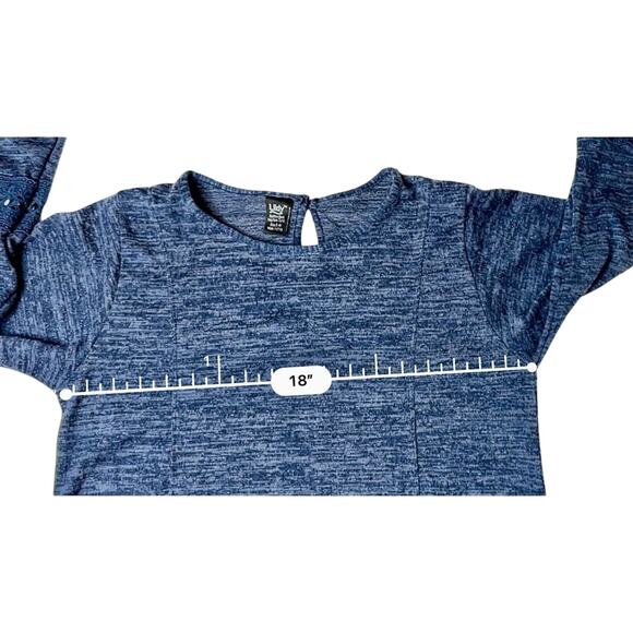 Lildy Lace Sleeve Keyhole Neckline Blue Sweater Small/Medium Casual Lightweight - Picture 5 of 9